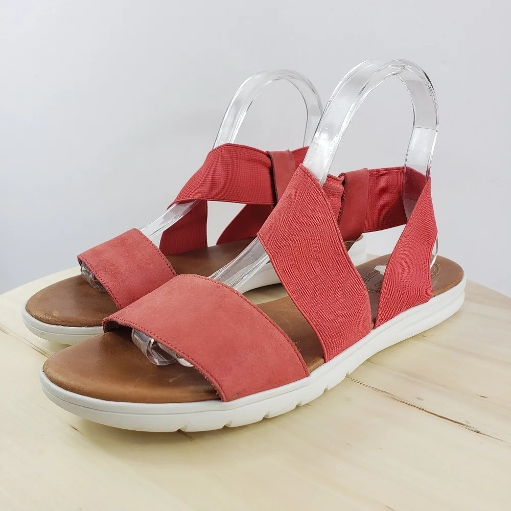 Corso Como Tanyah Sandal Size 10 Coral Red Asymmetrical Elastic Straps Slip on